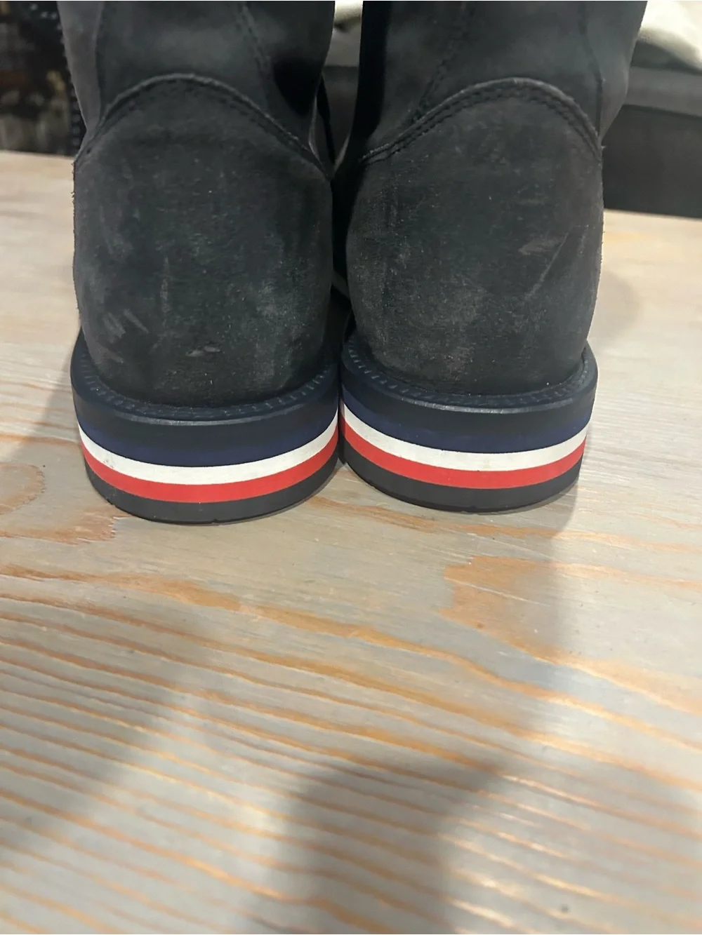 Moncler Men’s Navy Blue Suede Lace-Up Ankle Boots
